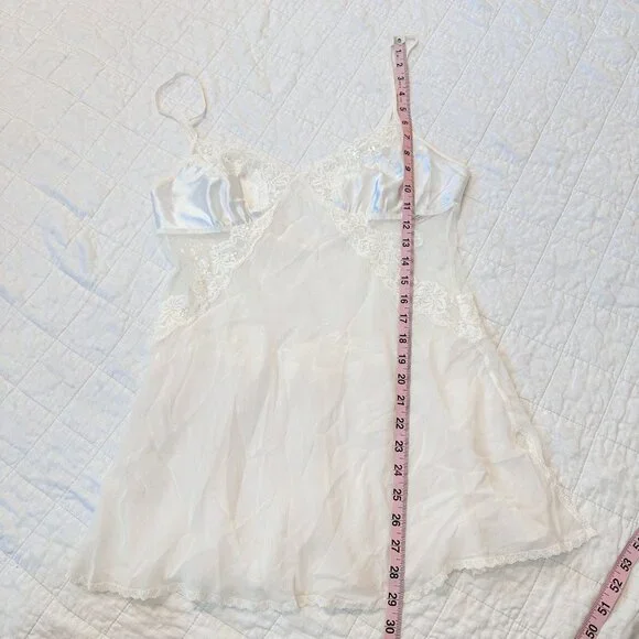 Vintage Victoria's Secret Ivory/White Sheer Silk Lingerie Slip Dress NEW NWT - Picture 5 of 7